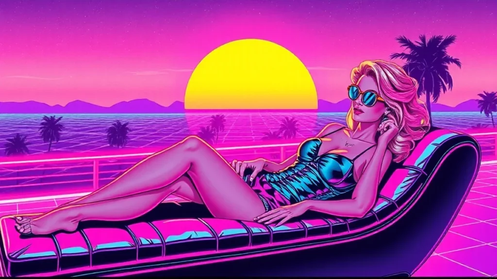 Stylized retro illustration of Heather Hemmens celebrating her engagement with holographic sparkles.