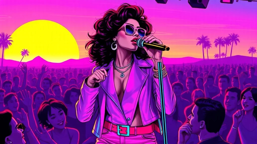 A female pop star performing hits on a stage during an NYC Pride event.