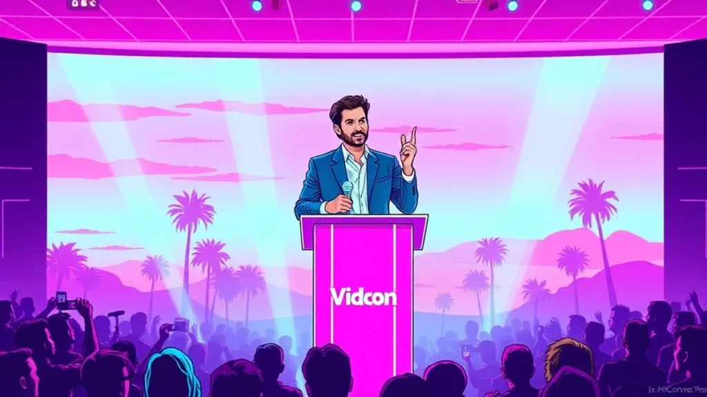 YouTube creator Markiplier giving an emotional speech after being inducted into the VidCon Hall of Fame.