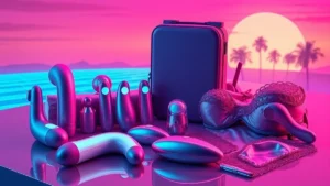 High-end silicone wellness devices and silk lingerie arranged on a flat surface for Prime Day sale.
