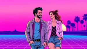 Andrew Garfield and Monica Barbaro sharing a romantic and joyful moment while walking together outdoors.