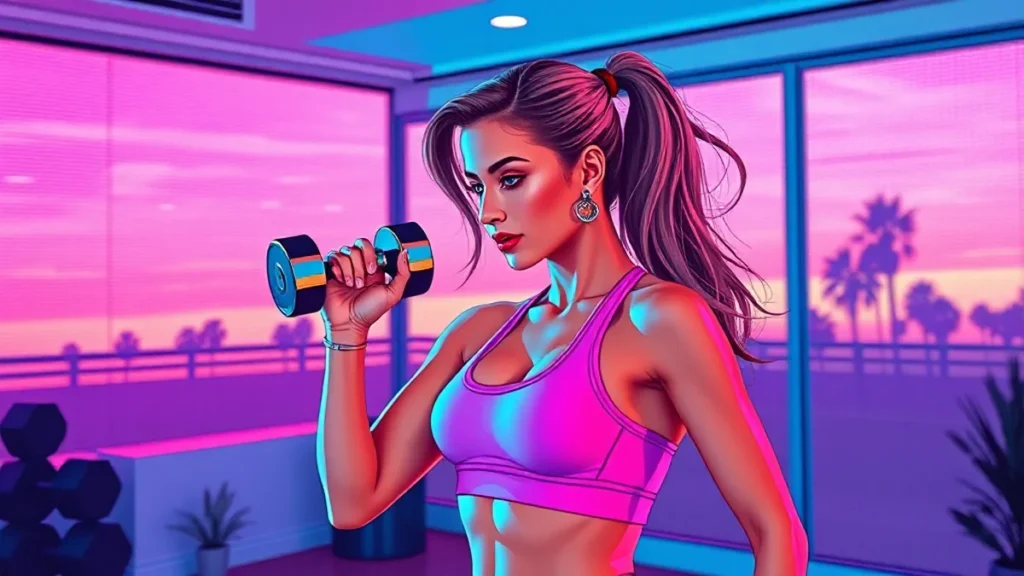 An adult woman exercising with dumbbells to build muscle during a quick workout.