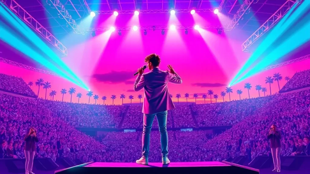 Harry Styles performing live on stage during his Together Together tour at Wembley Stadium.