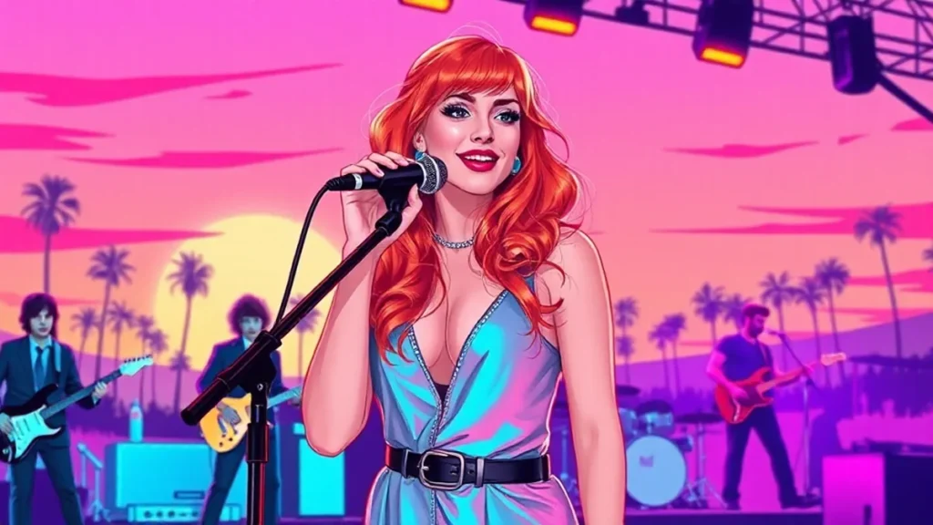 Hayley Williams performing on stage with guest musicians at the Newport Folk Fest.