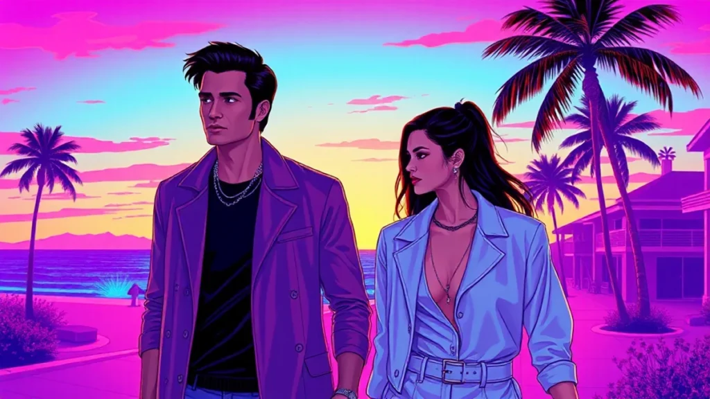 Jacob Elordi and Kendall Jenner walking together in a beautiful coastal setting during their travels.