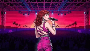 K-pop artist Jennie performing live on stage during the Open’er Festival set.