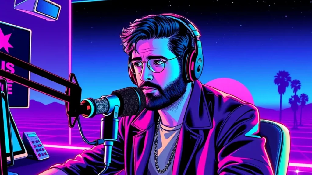 Adult Josh Peck speaking during a podcast interview about his childhood earnings.