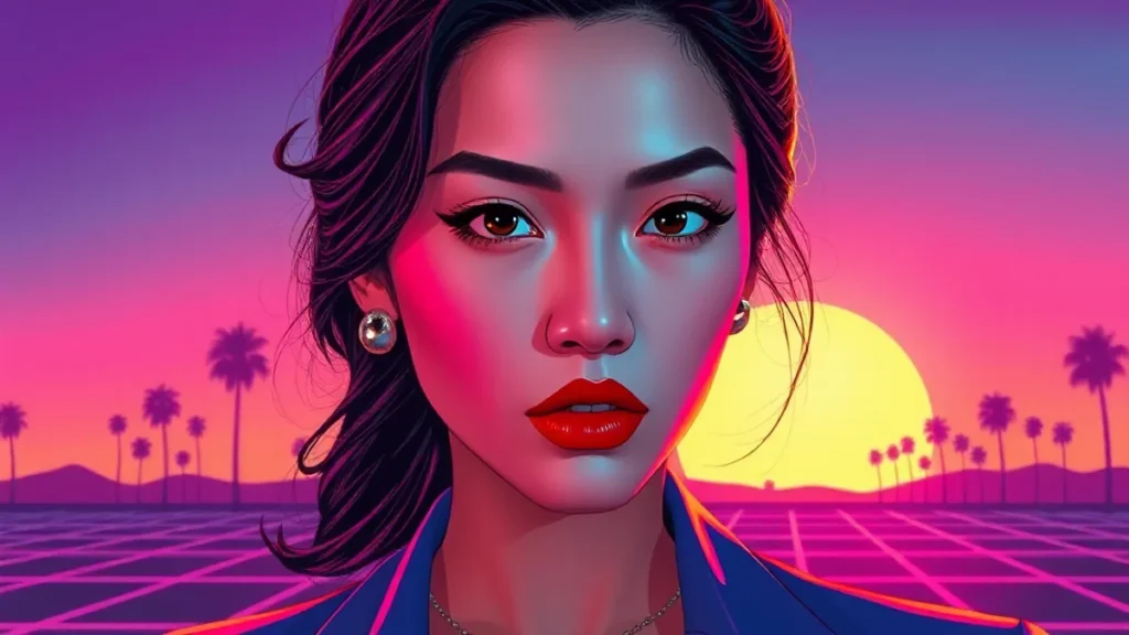 Portrait of actress Lola Tung looking intensely into the camera for an upcoming film project.