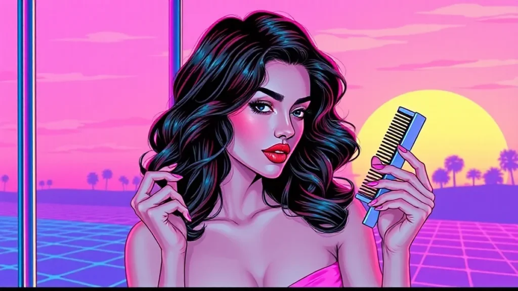 An adult woman with natural wavy hair using a wide-tooth comb to style her texture.