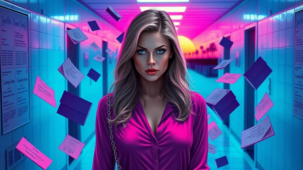 A young woman using telekinetic powers to levitate objects in a high school setting.