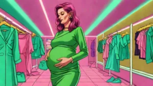 Anneliese van der Pol showing her pregnancy bump while shopping for baby registry items in New York City.