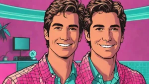 A smiling Arie Luyendyk Jr. looking happy and content in a bright home setting.