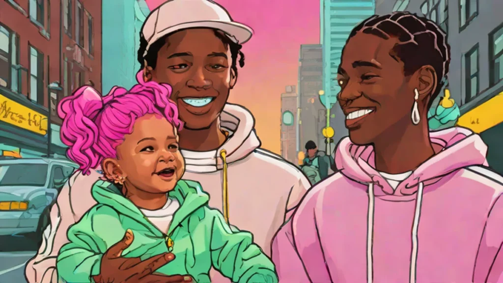 A$AP Rocky carrying his daughter Rocki Irish Mayers during a stroll in New York City.