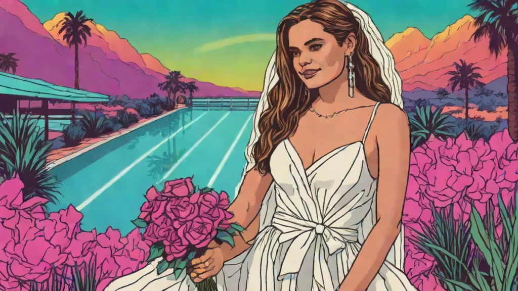 Tallulah Willis wearing a custom Balenciaga wedding gown at her dreamy Idaho wedding ceremony.