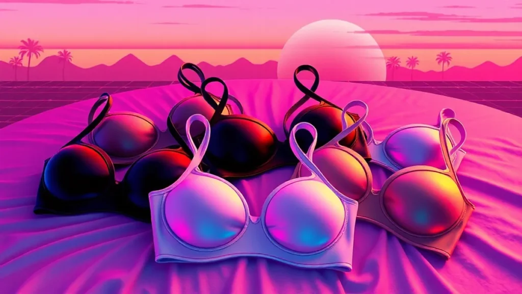 A variety of comfortable seamless wireless bras in different neutral colors.