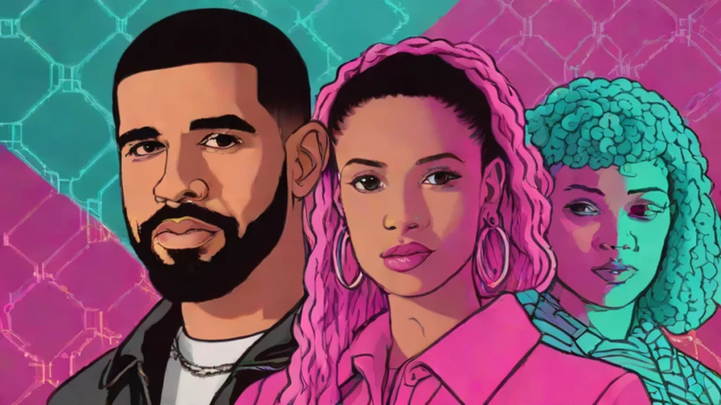 Side by side portraits of Drake and Ella Langley representing their rumored relationship.