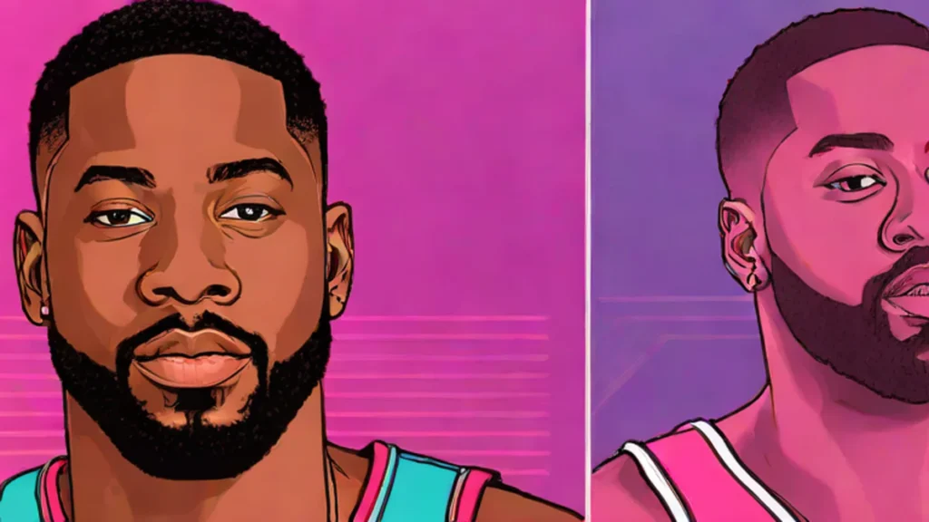 Side by side comparison of Dwyane Wade with a full beard and a clean-shaven goatee.