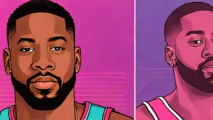 Side by side comparison of Dwyane Wade with a full beard and a clean-shaven goatee.