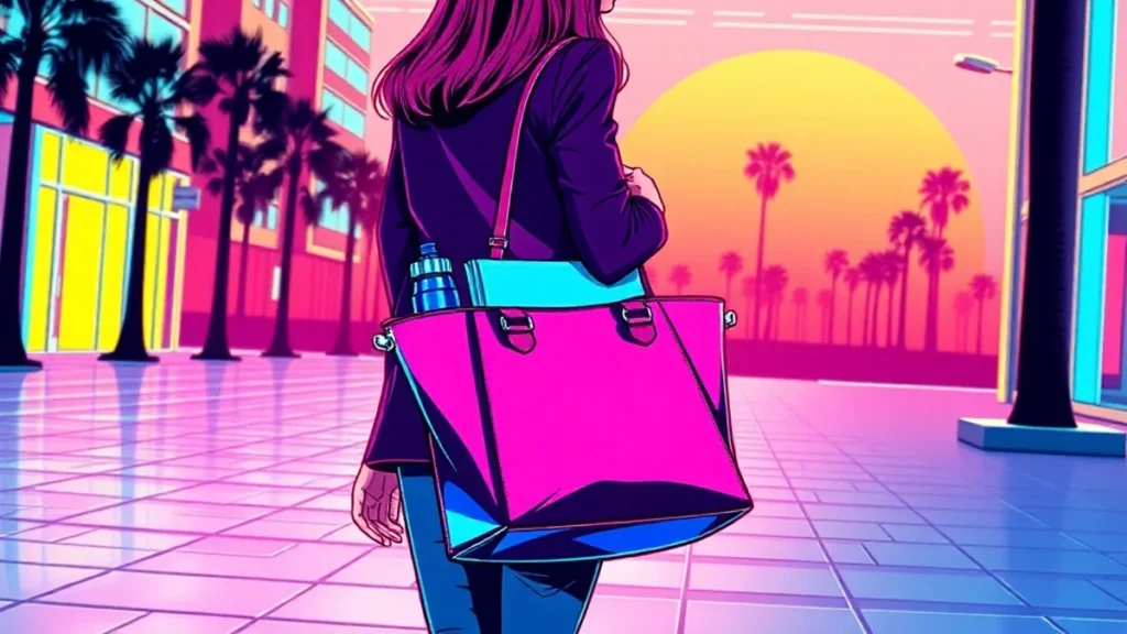 A professional woman carrying an organized leather work tote bag during her daily city commute.