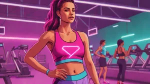 A woman wearing supportive and compressive activewear tops for a workout.