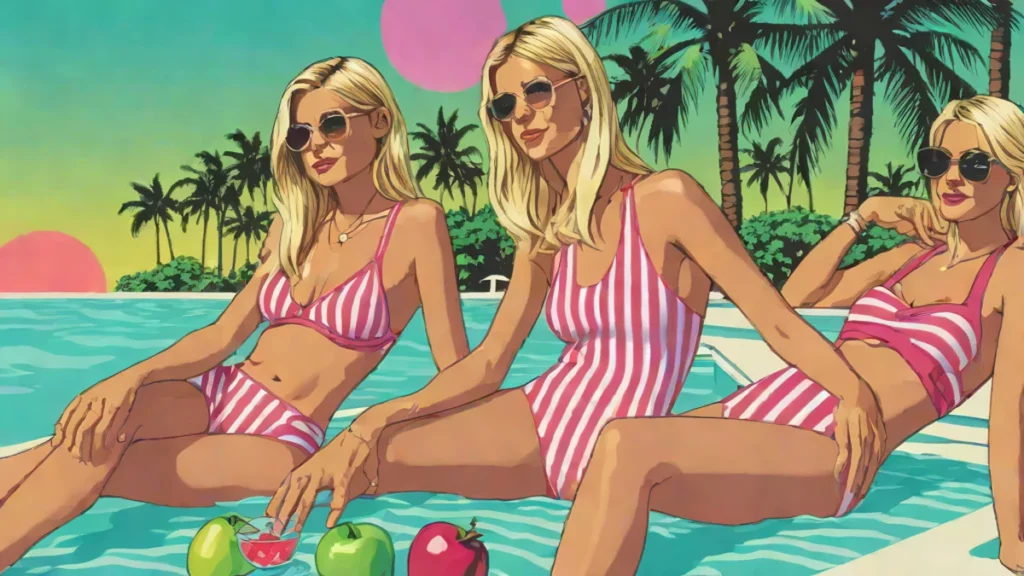 Gwyneth Paltrow and her daughter Apple Martin enjoying summer vacation in stylish swimwear.