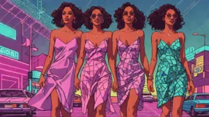 Stylish women wearing silk and lace slip dresses for summer fashion.