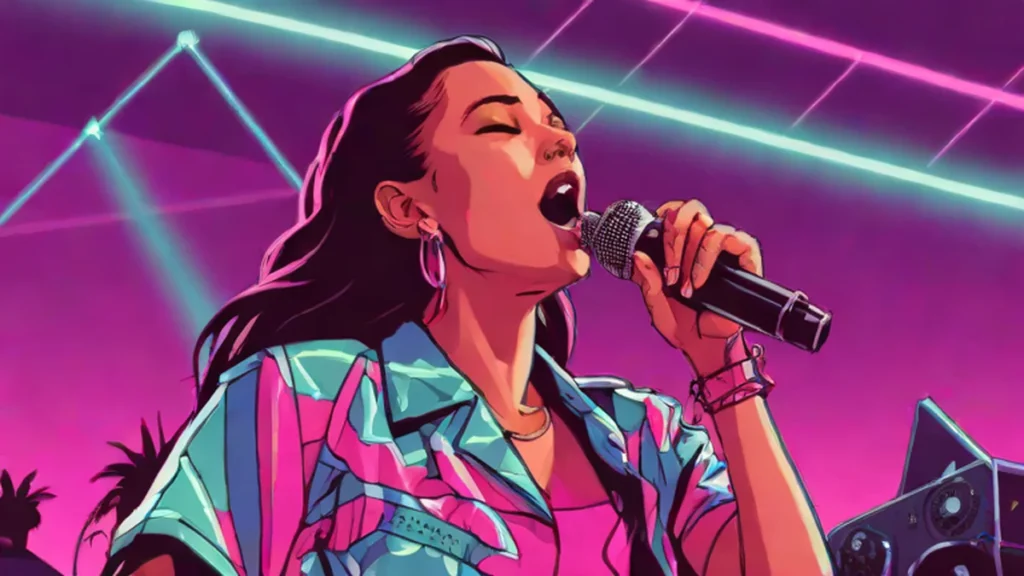 Olivia Rodrigo performing live on stage at the Daisy Chain Fields music festival.