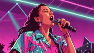 Olivia Rodrigo performing live on stage at the Daisy Chain Fields music festival.