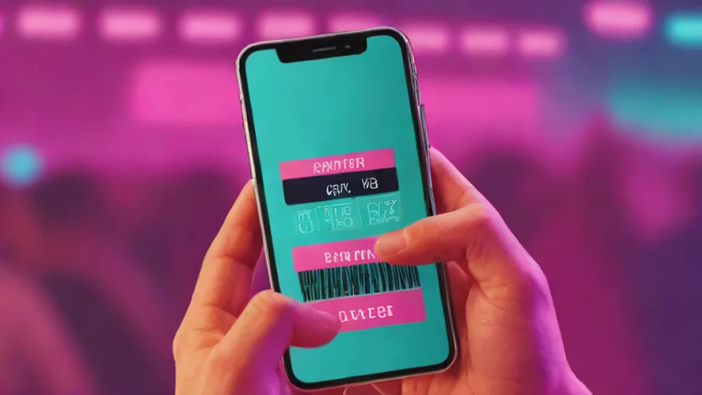 A young male entrepreneur showcasing a mobile event ticketing application for social gatherings.