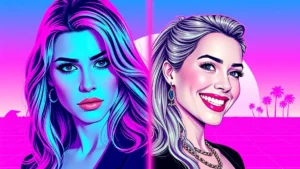 Side by side portraits of Jennie Garth and Tori Spelling reflecting their recent podcast separation news.