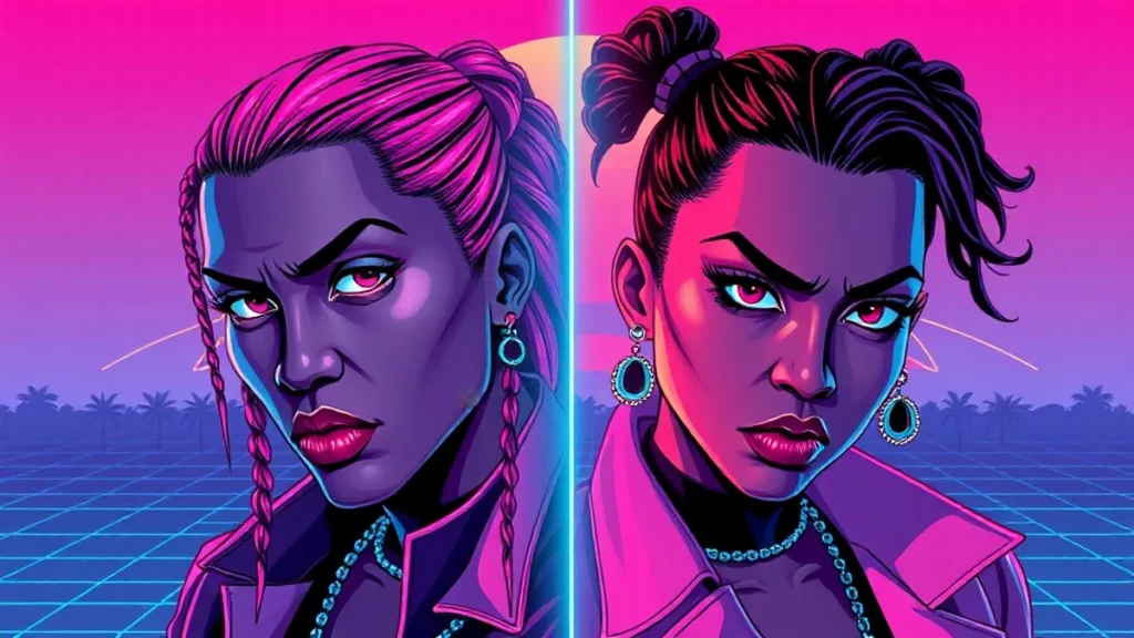 Split screen image of drag performer Kori King and Tokyo Toni during a social media conflict.