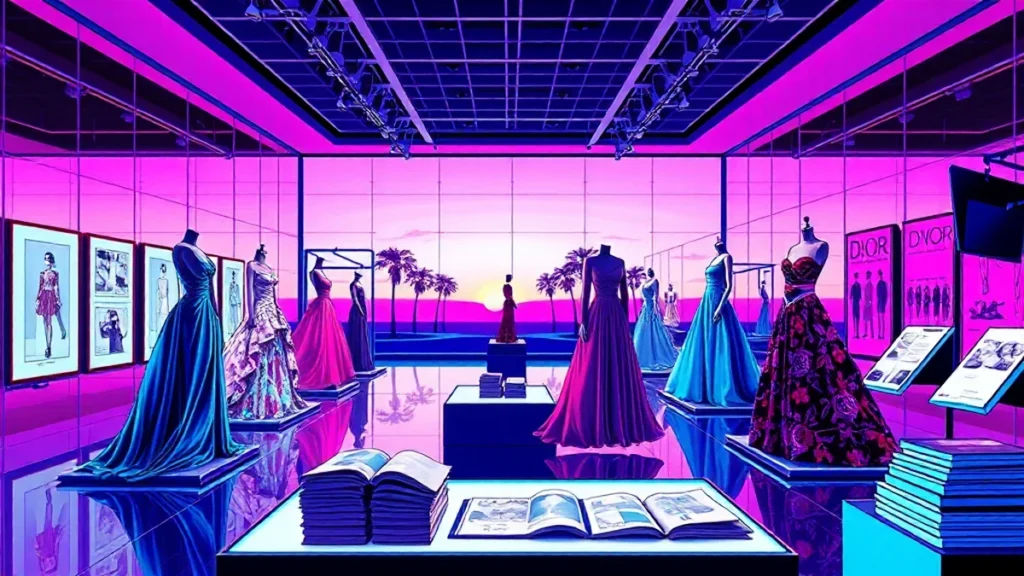 Dramatic designer gowns displayed on mannequins within a prestigious museum costume institute exhibition.
