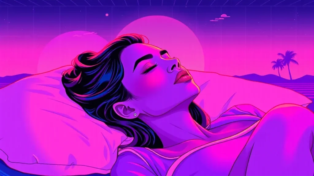 A peaceful adult woman resting eyes closed in a state of deep relaxation and bliss.