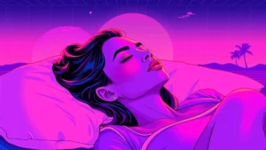 A peaceful adult woman resting eyes closed in a state of deep relaxation and bliss.