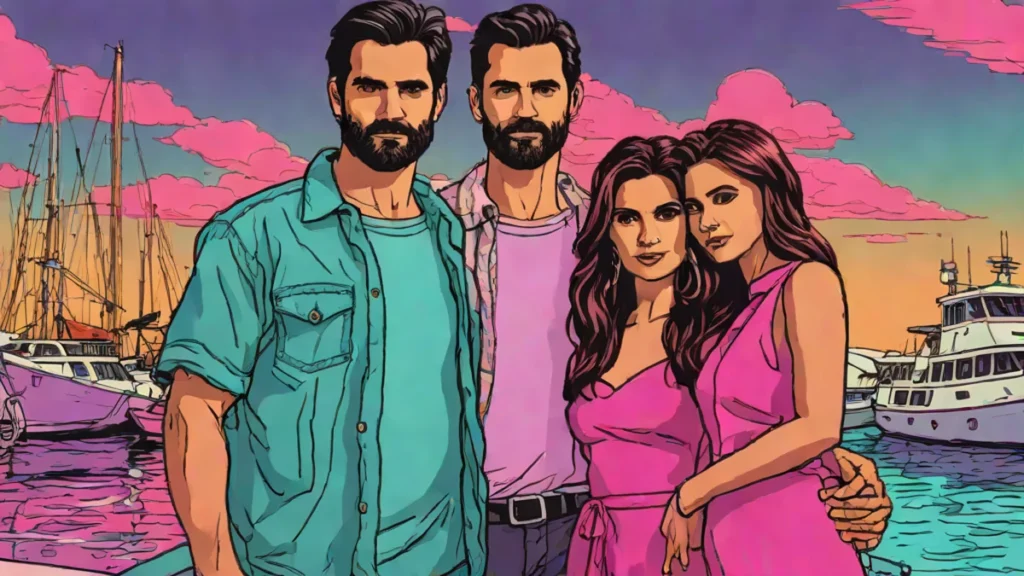 Nina Dobrev and Tyler Hoechlin posing together in a scenic seaside setting for It Happened One Summer.