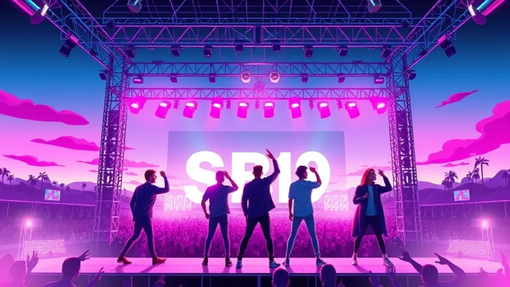 P-pop group SB19 performing live on the Lollapalooza festival stage in Chicago.