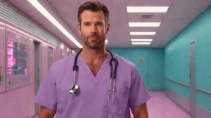 Actor Scott Foley appearing as a doctor in a hospital setting for Scrubs revival.