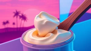 Close up view of natural creamy shea butter in a container for skincare.