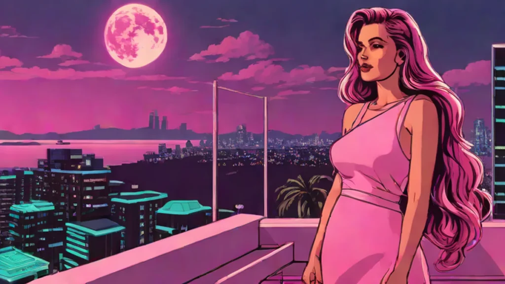 Alex Consani hosting a Pandora jewelry party on a Los Angeles rooftop under a full moon.