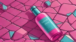 A single bottle of Carte Blanche brightening skin tint resting on a stone surface.