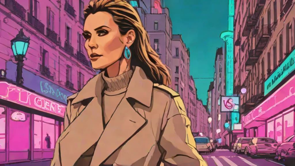 Celine Dion looking chic in a beige trench coat during her Paris comeback appearance.