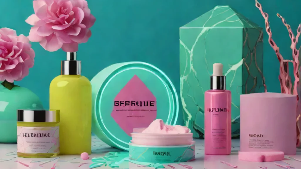 High-end peptide moisturizer, serum, and acid pads arranged on a marble vanity surface.
