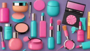 A collection of high-end makeup and skincare products arranged on a vanity.