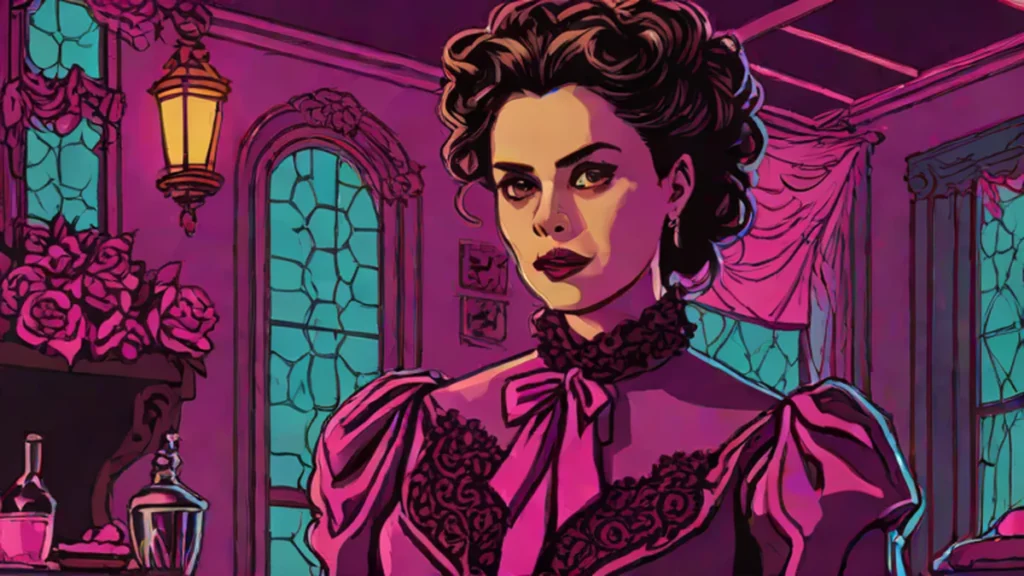Ella Beatty portraying Lizzie Borden in a period drama setting for Netflix's Monster series.
