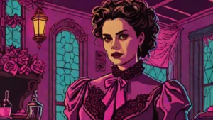 Ella Beatty portraying Lizzie Borden in a period drama setting for Netflix's Monster series.