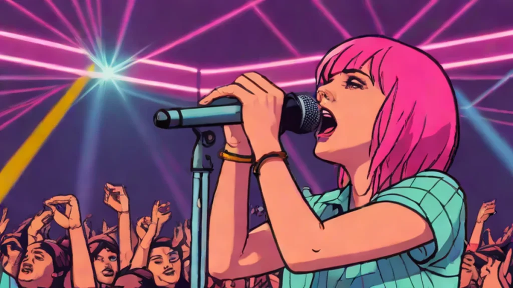 Hayley Williams performing live on stage during her solo concert tour.