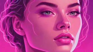Close up portrait of a woman with radiant, hydrated, and dewy skin.