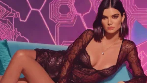 A woman wearing a chocolate brown cashmere lace top and silk shorts from Intimissimi.