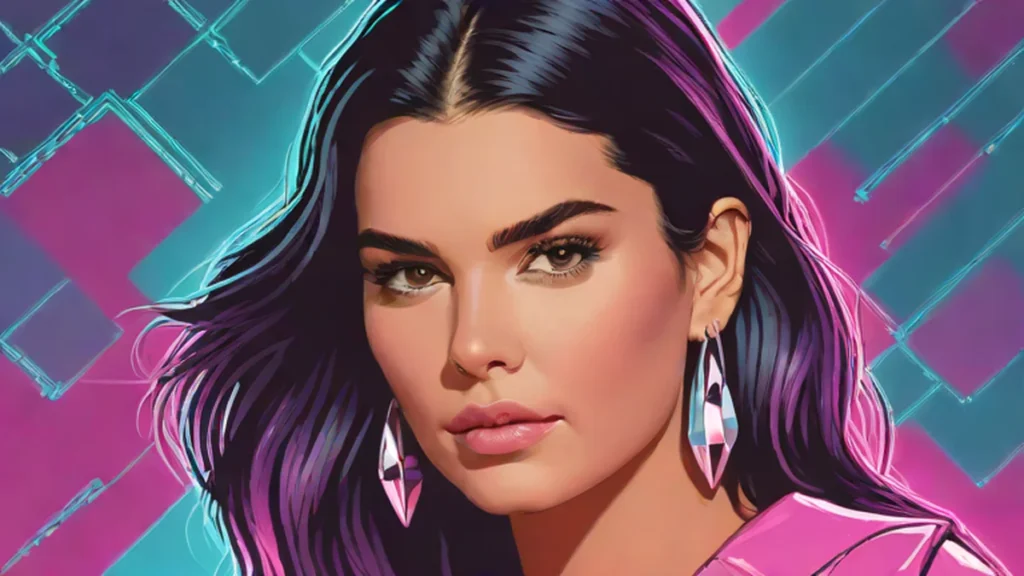 A close-up portrait of Kendall Jenner looking directly at the camera with a neutral expression.