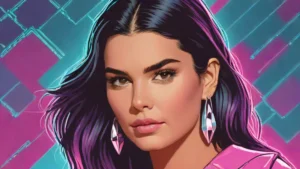 A close-up portrait of Kendall Jenner looking directly at the camera with a neutral expression.